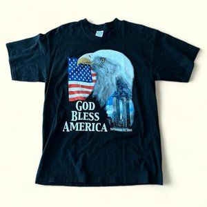 Vintage 9/11 Crying Eagle WTC Tbese Colors Don’t Run Tee L